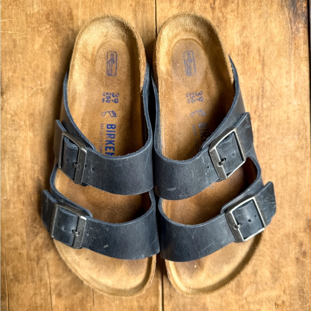 Birkenstock Dark Leather Sandals with Buckles